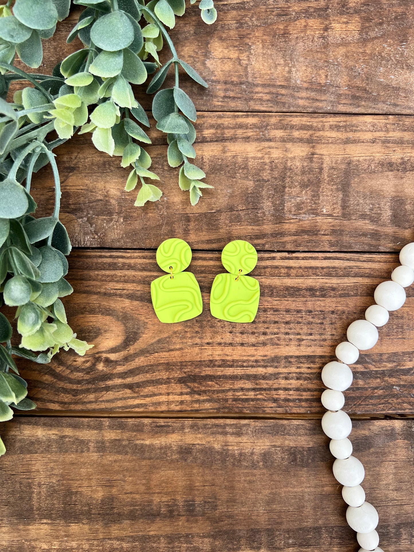 Lime Green Clay Earrings