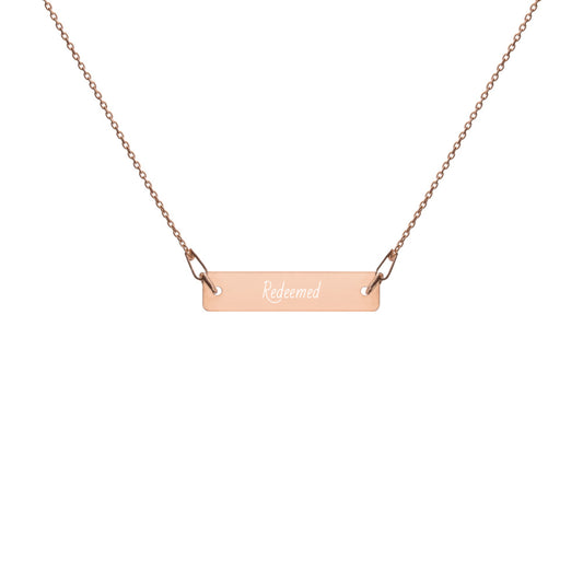 Engraved Silver Bar Chain Necklace