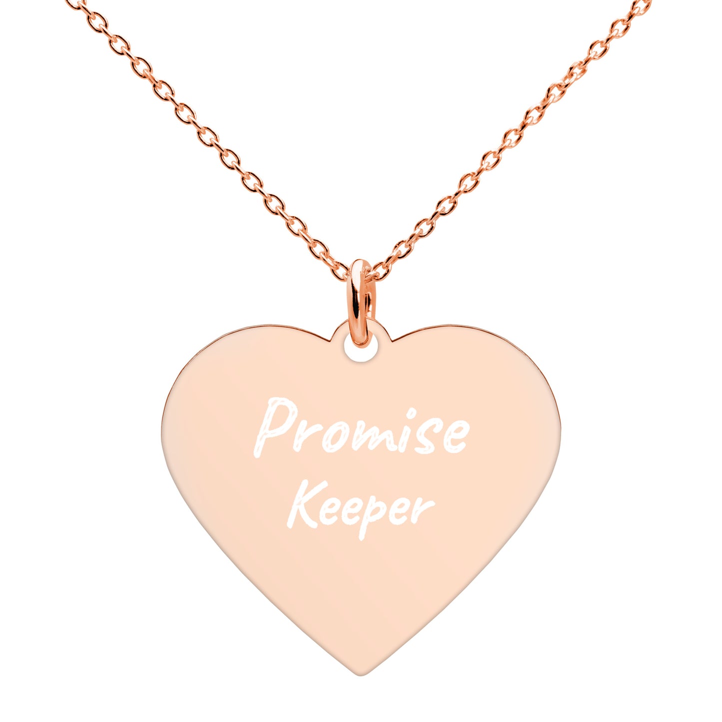 ENGRAVED "Promise Keeper" Heart Necklace - Silver, Gold, Rose Gold