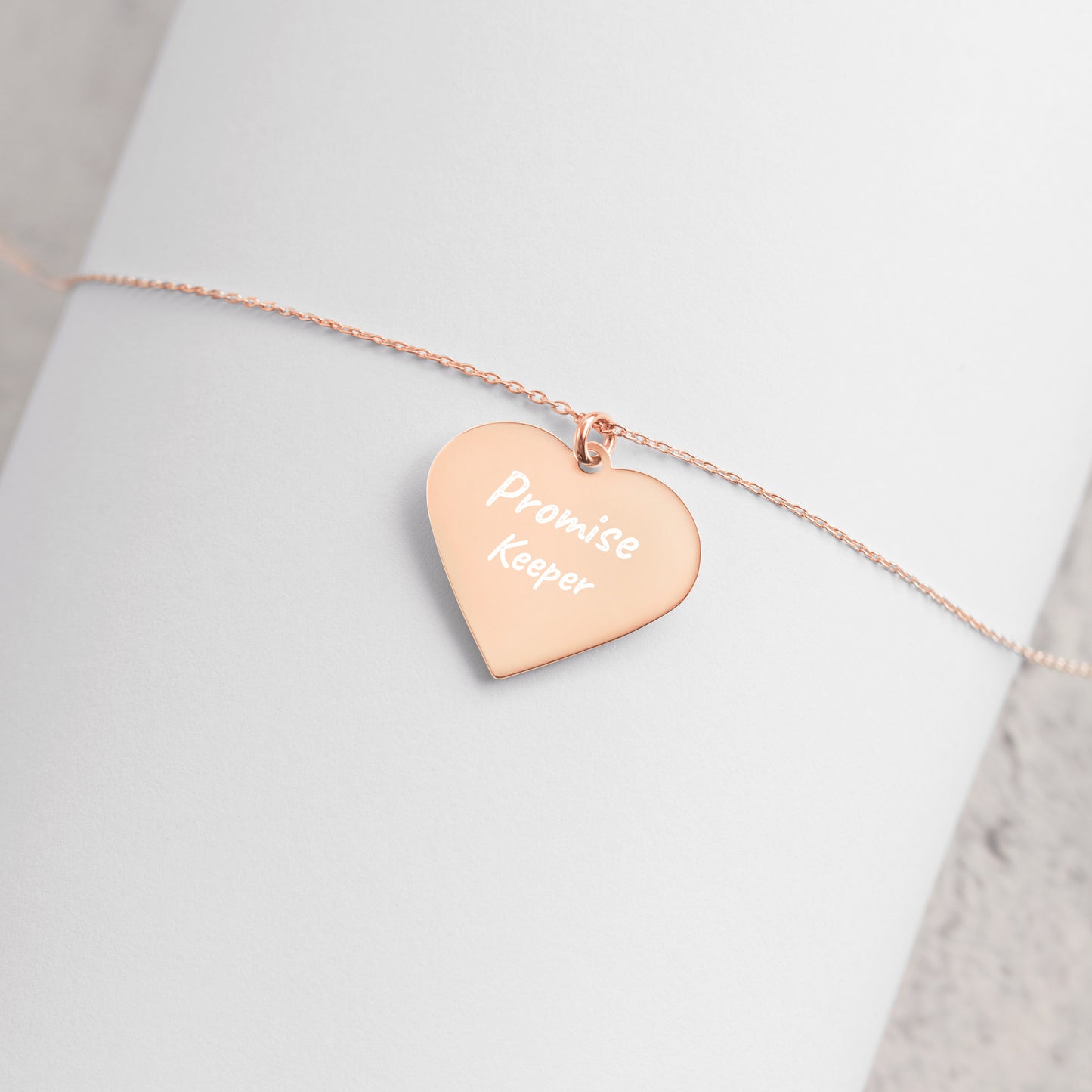 ENGRAVED "Promise Keeper" Heart Necklace - Silver, Gold, Rose Gold