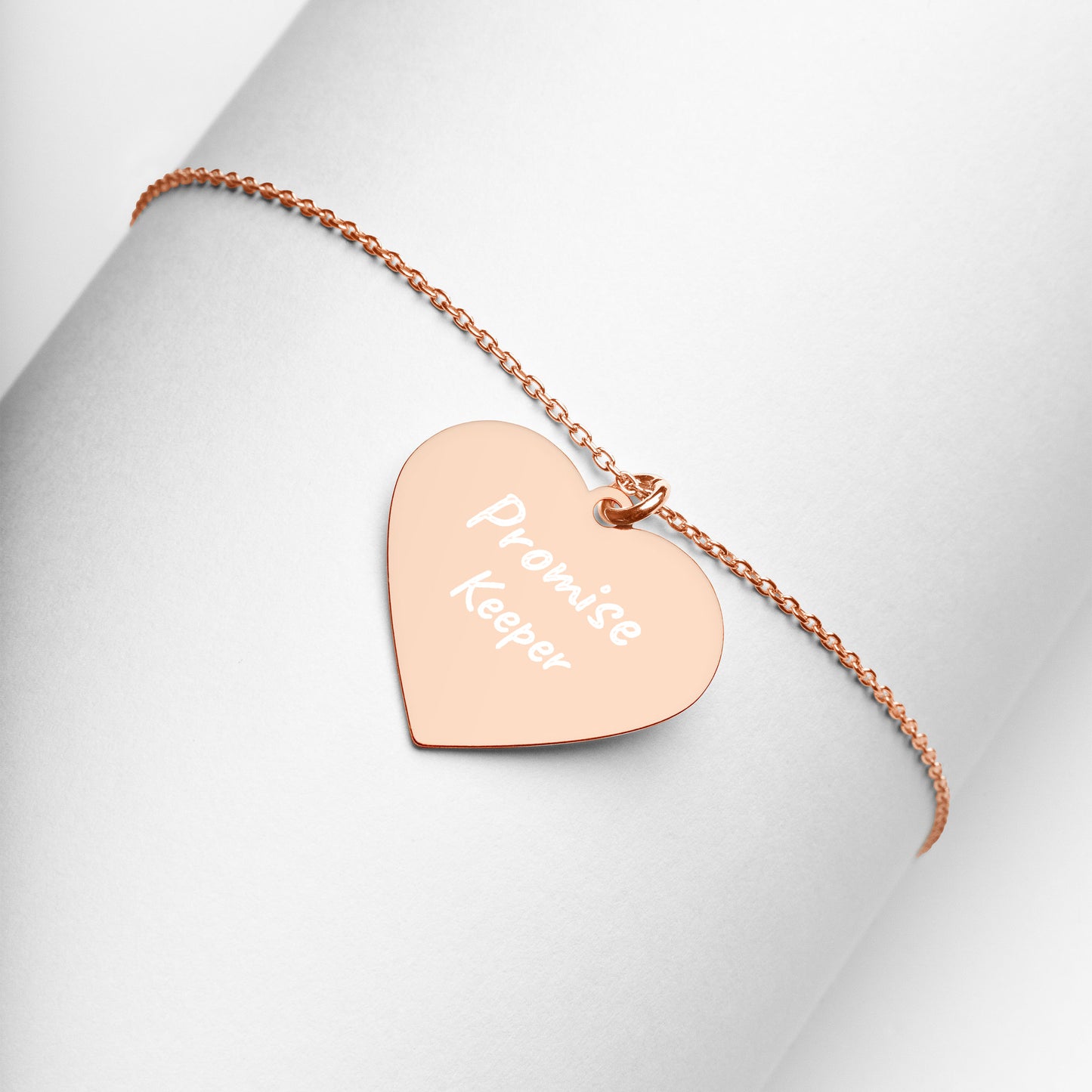 ENGRAVED "Promise Keeper" Heart Necklace - Silver, Gold, Rose Gold