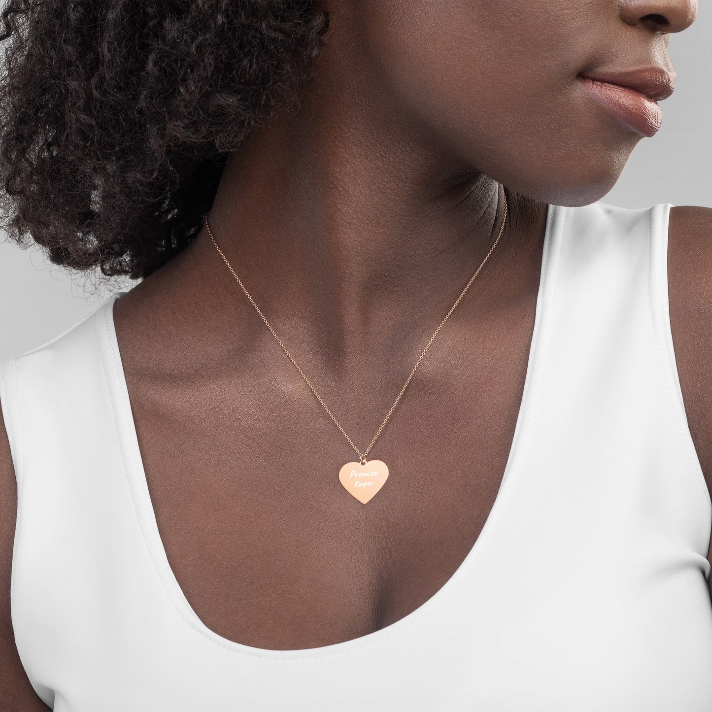 ENGRAVED "Promise Keeper" Heart Necklace - Silver, Gold, Rose Gold